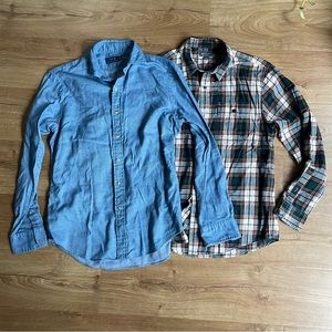 Ralph Lauren Polo Button Down men blue light Denim Long Sleeve Shirt M & LL Bean